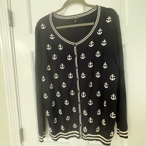 Talbots navy and white nautical sweater NWOT 1x
